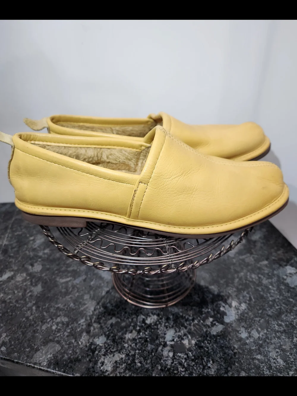 Turkish Yemeni Mens Slip-On Leather Loafers in Yellow